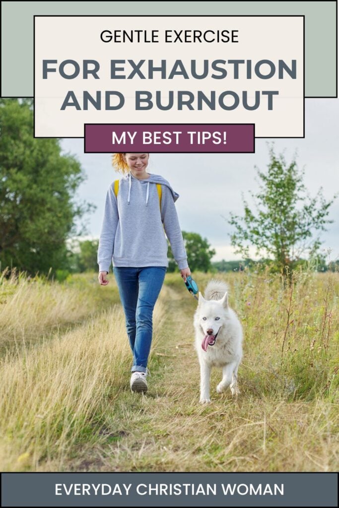 Woman walking and doing gentle exercise for exhaustion and burnout