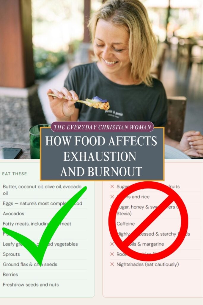 woman eating knowing food affects exhaustion and burnout