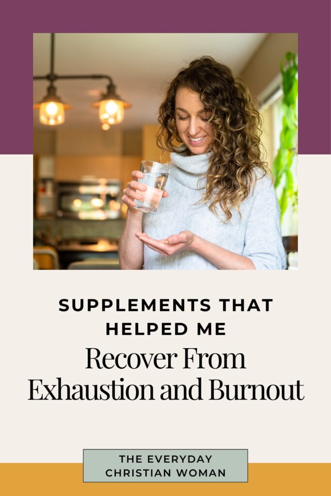Woman taking supplements that helped me recover from exhaustion and burnout